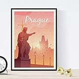 Nacnic Prag Film. Vintage-Stil. Poster Stadtfarben. Prag Anzeigengröße A3