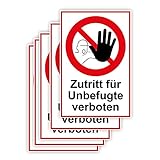 5 Stück Zutritt für Unbefugte verboten Schild 20 x 30 cm aus stabiler PVC Hartschaumplatte 3mm mit UV-Schutz von STROBO