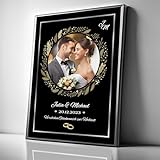 DUOMIO® Goldene Schallplatte personalisiert inklusive edlem Rahmen | Größe, Design, Hintergrundfarbe frei-wählbar| High-Quality Druck (Hochzeit)