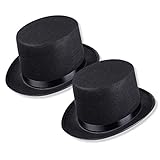 Schramm® 2 Stück Zylinder Hut mit Satinband Schwarz für Erwachsene Chapeau Zy