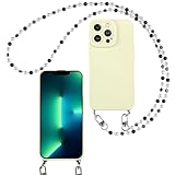 Pnakqi Handykette Hülle für iPhone 8/7 Plus 5.5' mit Band, TPU Silikon Ultradünn Weich Handyhülle mit Perlen Smile Handy Kette zum Umhängen Necklace Lanyard Stoßfeste Case, Weiß