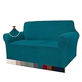 Granbest High Stretch Sofabezug Moderne Sofaüberwurf Jacquard Elastische Sofahusse für Wohnzimmer Protector für Hunde Haustiere (2 Sitzer, Blaugrün)