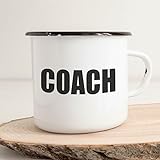 Huuraa Emaille Tasse Coach Training 300ml Vintage Kaffeetasse mit Motiv für alle Personal T