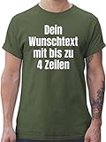 T-Shirt Herren - Aufdruck selbst gestalten - Wunschtext - L - Army Grün - personalisierbar Text Tshirt gestaltet Bedrucken zum seinem eigenem personalisiertem Bedruckt Lassen S