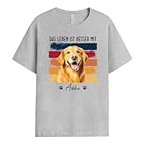 Geschenke Mall Personalisiertes Hundemama Hundepapa T-Shirt - Personalisiertes Geschenk für Hundebesitzer, Männer, Frauen und sogar Paare zu Weihnachten, Geburtstag (5 Hunde, Modell #1)