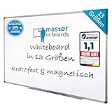 MOB Magnetisches Whiteboard 110x80cm mit Alurahmen und abnehmbare Stiftablage für Büro, Heim und Schule, Magnettafel kratzfest und trocken abwischbar | Magentboard in Hoch- oder Q