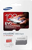 Samsung Speicherkarte MicroSDXC 128GB EVO Plus UHS-I Grade 1 Class 10, für Smartphones und Tablets, mit SD Adap