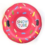 olyee Aufblasbare Schlitten, Aufblasbares Schlitten Rohr Donut Schneerohr Riesen 47 Zoll Aufblasbares Schneespielzeug für Erwachsene Familienfreunde Outdoor-Aktivität(Erwachsene)