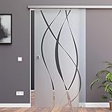 BM6-900-AS: Schiebetürsystem ESG 900x2050x8mm Dekor M6, Siebdruck; Schienensystem ALU SlimLine SoftStop; G