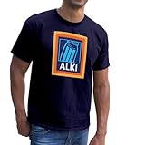 Alki T-Shirt Top Tee – Neuheit Lustiger Witz Spaß Alkohol Bier Größer Supermarkt Weiß Navy Geschenk Geschenk, Navy Prime, S