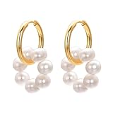 JOLCHIF Creolen Damen Ohrringe 18 Karat Goldfüllung mit Perlen Anhänger für Frauen Armbänder Ohrring Perle und Gold Schmuck
