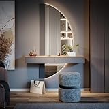 Vicco Schminktisch Melisa, Kosmetiktisch mit Spiegel, Eiche/Grau, 120 cm mit 2 Schub