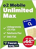 freenet o2 Mobile Unlimited Max – Handyvertrag mit Internet Flat, Flat Telefonie und SMS und EU-Roaming – In alle deutschen Netze – 24 Monate Vertrag
