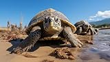 adrium Acryl-Bild 110 x 60 cm: Eine Gruppe Schildkröten im Sand. Generative KI. (209081031)