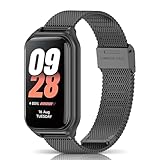 ToVioc Armband Kompatibel mit Xiaomi Mi Band 8 Active, Herren & Damen Metall Ersatzband für Xiaomi Mi Band 8 Active- Schw