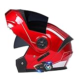 Motorradhelm mit Bluetooth Motorrad Klapphelme mit Anti-Fog Doppelvisier ECE Zertifizierung mit Mikrofon für Automatische Reaktion Integralhelm für Erwachsene Männer und F