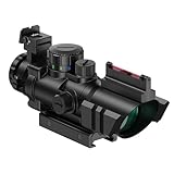 Feyachi Zielfernrohr 4x32mm Leuchtpunktvisier Rot-Grün-Blau Illuminated Airsoft Red Dot Visier mit Top Fiberoptik für Jagd, Softair und Armbrust mit 20mm/22mm Montag