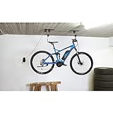 FISCHER Fahrradlift Plus | Tragkraft bis 30 kg | Fahrradhalterung | Deckenhalterung für Fahrräder und E-Bikes | Bis zu 4 m Deckenhöhe | mechanisch | Deckenlift, Aluminium, Schw