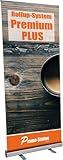 Roll Up Premium Plus | Rollup ohne Banner, ohne Druck | einseitiges Alu Roll-Up, Silber eloxiert | inkl. Tragetasche | Rollup Banner Bannerdisplay Werbebanner Aufsteller für Werbung (85cm x 200cm)