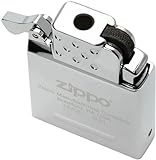 Zippo® Feuerzeug mit Gaseinsatz – gelbe Flamme 65815, winddichtes, nachfüllbares Zippo-Feuerzeug, aus Metall mit charakteristischem 'Klick' Zippo, silberfarben, tolle Geschenk