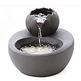 BIGYOUZI katzenbrunnen Keramik Pet Wasserspender - Lotus Vertikale Katzen trinkbrunnen - automatische Zirkulationsfilter（Keramik）