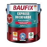 BAUFIX Express Deckfarbe skandinavisch rot, matt, 2.5 Liter, Wetterschutzfarbe, Holzfarbe, langlebig, geeignet für Holz/Putz/Mauerwerk/Möbel/Z