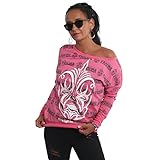 Yakuza Damen Totem Allover Langarm T-Shirt, Pink Glo, S