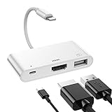 Lightning HDMI Adapter iPhone USB Adapter, [Apple MFi Zertifiziert] HDMI OTG Adapter 3 in 1, USB Camera Adapter iPhone HDMI Digital AV Adapter Kompatibel mit iPhone 14/13/12/11/XS/XR/X/8/7/
