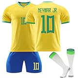 Generisch Brasilianische Nationalmannschaft Nr.10/20 Fußball Trikots Shorts Socken Set für Kinder/Erwachsene, Hause/Auswärts Fussball Trikot Trainingsanzug für Jungen H