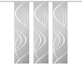 Home Fashion Schiebevorhang TIBERIO aus Dekostoff und Voile mit Scherli 245 x 60 cm, Farbe:grau, Größe:245 x 60 cm, Anzahl:3er Set (3X Deko)