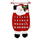 Weihnachts-Adventskalender zum Aufhängen mit Xmas-Filz-Countdown-Kalender und 24 Taschen, wiederverwendbare Stoff-Reindeer für Kinder Geschenke, festliche Dekoration (Weihnachtsmann)