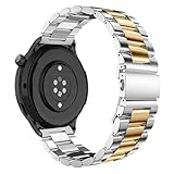 KoGiio 22mm Armband Kompatibel mit Amazfit Balance/Bip 5/Cheetah Pro/Huawei Watch GT4 46mm /3 46mm /Watch 4 Pro /4/Ultimate/Buds ，Wechseln Edelstahl metall Herren Damen Uhrenarmband - Silber/G