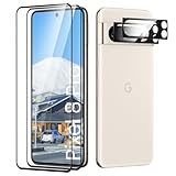 TECHO Displayschutzfolie für Google Pixel 8 Pro, Fall Freundlich, Kante an Kante, Blasenfrei, Ultra-HD Schutzfolie Displayschutzfolie, 2 Stück Schutzfolie und 2 Stück