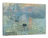Claude Monet - Impression Sonnenaufgang als Leinwandbild / Größe: 100x70 cm / Wandbild / Kunstdruck / fertig bespannt, Weiß