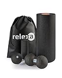 RELEXA Faszienstarterset | 5-Teiliges Set Zur Massage Bei Rückenschmerzen & Als Fitness-Training Zubehör | Angenehmes Material & Recyclebar | Schw