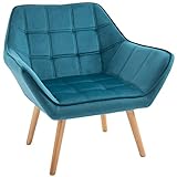 HOMCOM Einzelsessel Ohrensessel Relaxsessel Sessel mit Samt erhöhte Beine samtartiges Polyester skandinavisch Grün 64 x 62 x 72,5