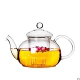 400 ml Glas-Teekanne, Glas-Teekanne, herdplattensicher, Teekessel, klarer Glas-Teekessel, Borosilikatglas, Teekanne, Herd, sicher für blühenden Tee und losen Tee, Schwanenhals-Teek