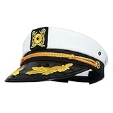 hUNGAguyin Retro Marine Kostüm Kappe Yacht Kapitän Kappe Bestickte Marine Kappe Marine Hut Für Halloween Kapp
