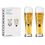 Ritzenhoff 3481003 Weizenbierglas 500 ml – 2er Set – Serie Brauchzeit Set Nr. 3 – 2 Stück mit mehrfarbigem Digitaldruck