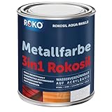 Metallfarbe ROKOSIL - 0,7 Kg in Schwedenrot - 3in1 Metallschutzlack inkl. Grundierung, Rostschutz & Deckfarb
