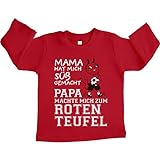 Baby T-Shirt Langarm Kaiserslautern - Papa machte Mich zum Roten Teufel Unisex Baby Langarmshirt 3-6 Monate R