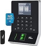 NGTeco Biometrische Fingerabdruck-Stempeluhr Maschine Zeituhr Recorder Mitarbeiter Check-in Time Clock W2
