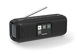 Karcher DAB Go tragbarer Bluetooth Lautsprecher & Digitalradio DAB+ / UKW Radio mit 2, 4' Farbdisplay/Wecker / 5 Watt Stereo-Sound/USB-C/Akku, Schw