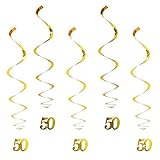 Oblique-Unique® Hänge-Deko Geburtstag 50 Jahre Gold - mit Bänder und Ösen 5er Pack