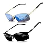 Surplex 2 Stück Sonnenbrille Herren Damen Polarisierte Sonnenbrille UV-Schutz Sonnenbrille Metallrahmen Ultraleicht für Autofahren Reisen Angeln Laufen Outdoor Eyewear Sonnenbrillen, Schw
