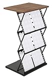 DISPLAY SALES Stehpult Prospektständer 6 x DIN A4 schwarz Lochdesign | Mobile Falttheke aus Metall mit Holzplatte und Ablagefächern für Kataloge Flyer Prospek