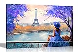 Artley Prints - Landschaft allein und Glückselig in Paris Blau Leinwandbilder für Wände - Kunst für Wohnzimmer Abstrakte Kunstdrucke für Schlafzimmer 51 x 35 cm (20 x 14 Zoll)