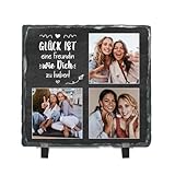 Geschenke.de Schiefertafel mit Spruch Glück ist eine Freundin wie Dich zu haben zum Aufstellen, Personalisiertes Geschenk für Freunde 3 Fotos, Dekoration für Valentinstag, Geburtstag & W