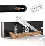 Anthony Brown® Rasiermesser Holz in Schwarz oder Silber - einzigartiger Klingenkopf für mehr Präzision - mit Wechselklingen und Etui - Rasiermesser Set… (Silber)