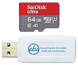 SanDisk Ultra-Micro-SD-Karte für Motorola-Smartphone, funktioniert mit Moto E22, Moto E22i, Moto E22s (SDSQUAB-064G-GN6MN) U1 A1 C10 Bundle mit (1) Everything But Stromboli MicroSDXC & SD